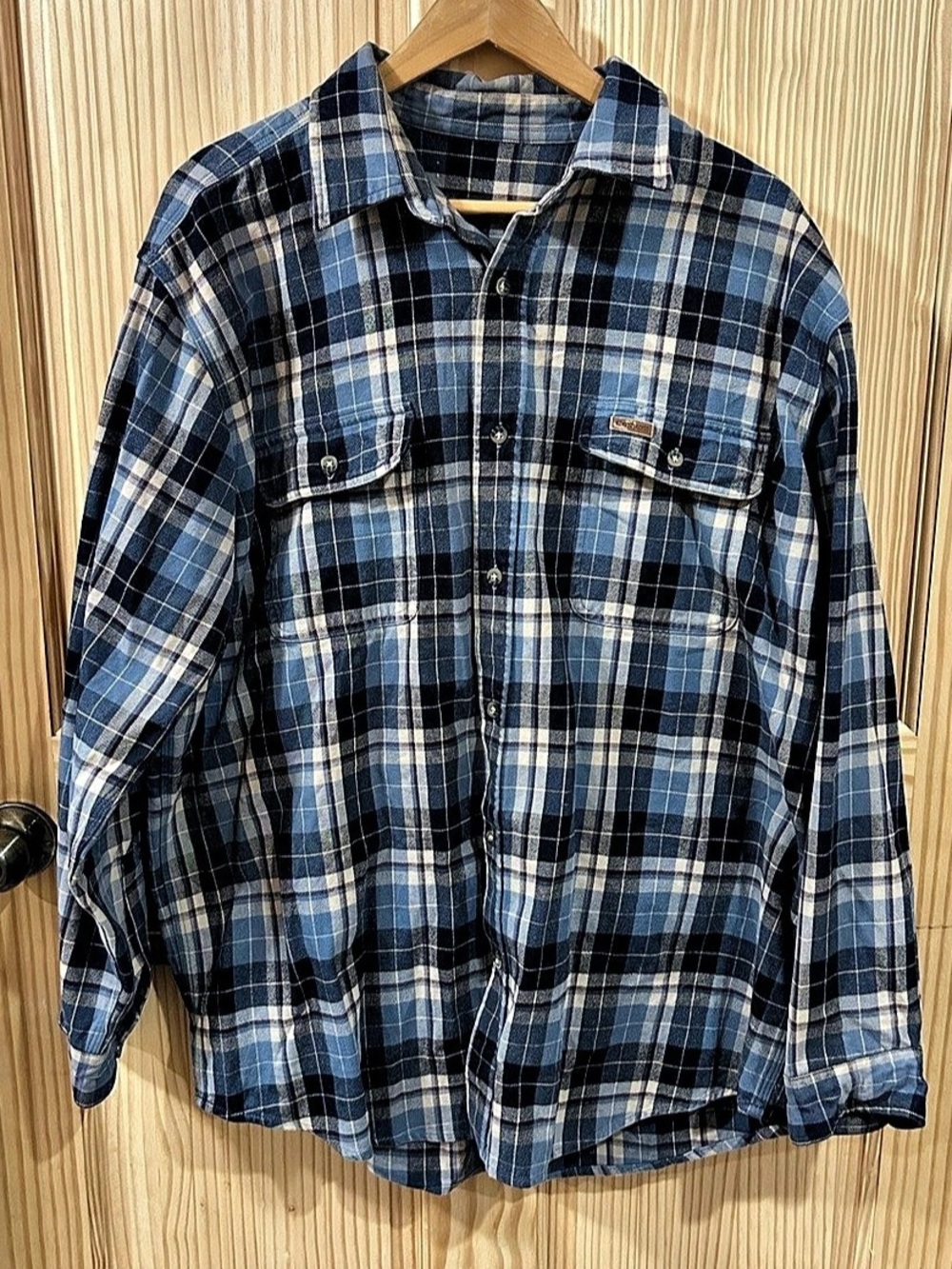 Carhartt Loose Fit Heavyweight Flannel Long-Sleeve Plaid Shirt Plaid Shirt Blue